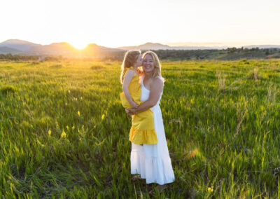 Littleton family photographer mini photo session photography Colorado mother daughter sunset golden hour fun sweet silly connection