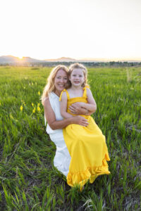 Littleton family photographer mini photo session photography Colorado mother daughter sunset golden hour fun sweet silly connection