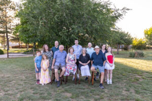 Littleton family photographer extended cousins grandparents Colorado photography sunset private land married marriage
