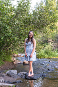 Littleton high school senior photographer Colorado Heritage fence fencer girl Lair O' the Bear sunset water river photography college bound pre-med smart student