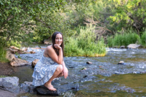 Littleton high school senior photographer Colorado Heritage fence fencer girl Lair O' the Bear sunset water river photography college bound pre-med smart student