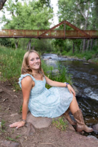 Littleton high school senior photographer Heritage Class of 2026 Colorado photography nature sunset swimmer violin river Morrison water