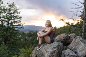 Littleton high school senior photographer Heritage Class of 2026 Colorado photography nature sunset swimmer violin Mt. Falcon 