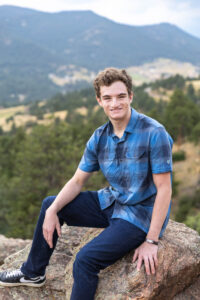 Littleton high school senior photographer Colorado mountain bike biker Colorado photography Mt. Falcon Park sunset mountain views teen teenager boy