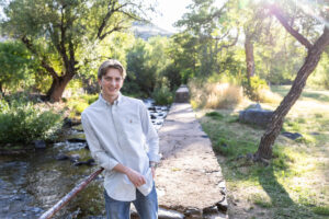 Littleton high school senior photographer Morrison Park Chatfield biker skier photography sunset river water Texas teen teenager boy class of 2026