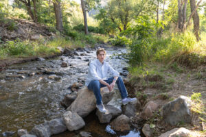 Littleton high school senior photographer Morrison Park Chatfield biker skier photography sunset river water Texas teen teenager boy class of 2026