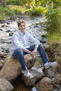 Littleton high school senior photographer Morrison Park Chatfield biker skier photography sunset river water Texas teen teenager boy class of 2026