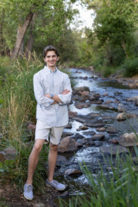 Littleton high school senior photographer Morrison Park Chatfield biker skier photography sunset river water Texas teen teenager boy class of 2026