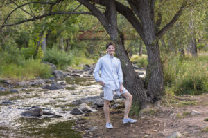 Littleton high school senior photographer Morrison Park Chatfield biker skier photography sunset river water Texas teen teenager boy class of 2026