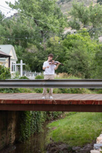 Littleton high school senior photographer Colorado Morrison photography Lair O' the Bear Park nature viola urban music bridge