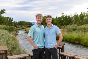 Littleton high school senior photographer Carson Nature Center Colorado lacrosse player Dakota Ridge teenager boy teen sunset bridge friend