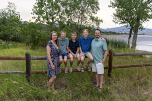 Littleton family photographer Harriman Lake Lakewood Colorado foothills water photography boys brothers parents mountain views sunset