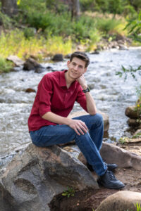 Littleton high school senior photographer Colorado Chatfield cross country Morrison photography water river bridge engineering family sister brother dog sunset