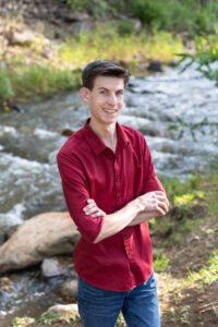 Littleton high school senior photographer Colorado Chatfield cross country Morrison photography water river bridge engineering family sister brother dog sunset