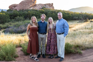 Littleton family photographer South Valley Colorado red rocks photography sunset older children mother father daughter son birthday visit