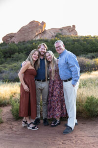 Littleton family photographer South Valley Colorado red rocks photography sunset older children mother father daughter son birthday visit