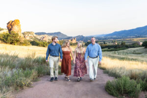 Littleton family photographer South Valley Colorado red rocks photography sunset older children mother father daughter son birthday visit