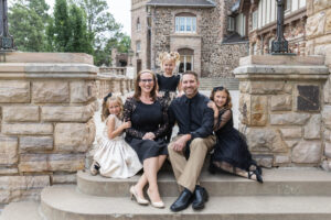 Littleton family photographer Highlands Ranch Mansion Colorado sisters mother father daughters girls fancy dresses photography flowers