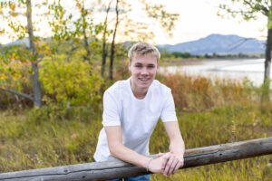 Littleton high school senior photographer bike rider mountain biker Colorado Chatfield photography Mt. Falcon west Harriman Lake son brother class of 2026 swim dive sunset fall leaves