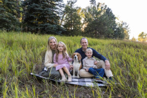 Littleton family photographer dog twins Fly'N B Park in Highlands Ranch Colorado photography fall leaves siblings brother sister beagle