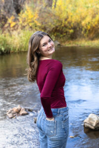 Littleton high school senior photographer Lair O' the Bear Park Morrison Colorado fall foliage photography teenager teen girl river water