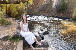 Littleton high school senior photographer Lair O' the Bear Park Morrison Colorado fall foliage photography teenager teen girl river water