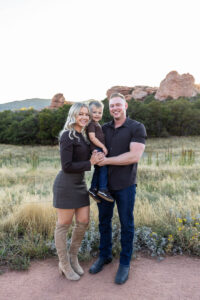 Littleton family photographer mother father son child little boy Colorado South Valley Park red rocks photography sunset
