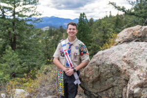 Littleton high school senior photographer Colorado Highlands Ranch Eagle Scout boy scout mountain views nursing Mesa college photography sunset theater red rocks
