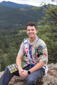 Littleton high school senior photographer Colorado Highlands Ranch Eagle Scout boy scout mountain views nursing Mesa college photography sunset theater red rocks
