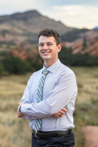 Littleton high school senior photographer Colorado Highlands Ranch Eagle Scout boy scout mountain views nursing Mesa college photography sunset theater red rocks