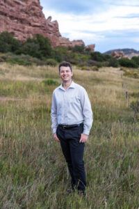 Littleton high school senior photographer Colorado Highlands Ranch Eagle Scout boy scout mountain views nursing Mesa college photography sunset theater red rocks