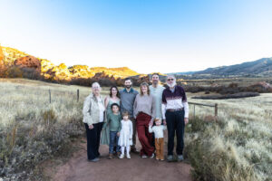 Littleton family photographer extended grandparents grandkids children kids mother father son daughter siblings Colorado South Valley Open Space photography foothills fall red rocks cousins