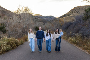 Littleton family photographer mini session at Morrison Park Colorado bridge river kids parents brother sisters sunset photography