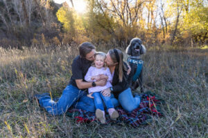 Littleton family photographer Lair O' the Bear park Morrison Colorado fall dog mother father daughter toddler photography foothills field