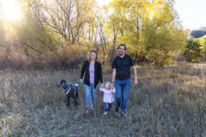 Littleton family photographer Lair O' the Bear park Morrison Colorado fall dog mother father daughter toddler photography foothills field