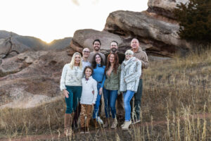 Littleton family photographer Colorado foothills mother father son kid child photography sunset Ken Caryl Valley grandmother aunts uncles red rocks