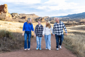 Littleton family photographer South Valley park Colorado red rocks mother father brother sister sibling kids photography foothills sunset fall