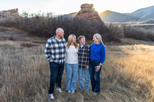 Littleton family photographer South Valley park Colorado red rocks mother father brother sister sibling kids photography foothills sunset fall
