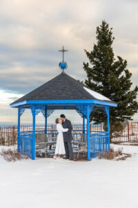 Littleton wedding photographer Colorado snow winter marriage ceremony photography couples in love bride groom cold