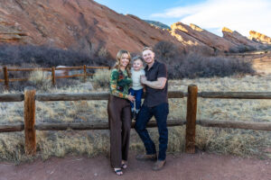 Littleton family photographer Red Rocks winter Colorado sister mother father brother son photography sunset grandson grandmother