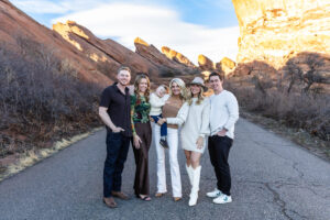 Littleton family photographer Red Rocks winter Colorado sister mother father brother son photography sunset grandson grandmother