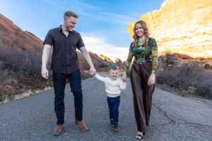 Littleton family photographer Red Rocks winter Colorado sister mother father brother son photography sunset grandson grandmother