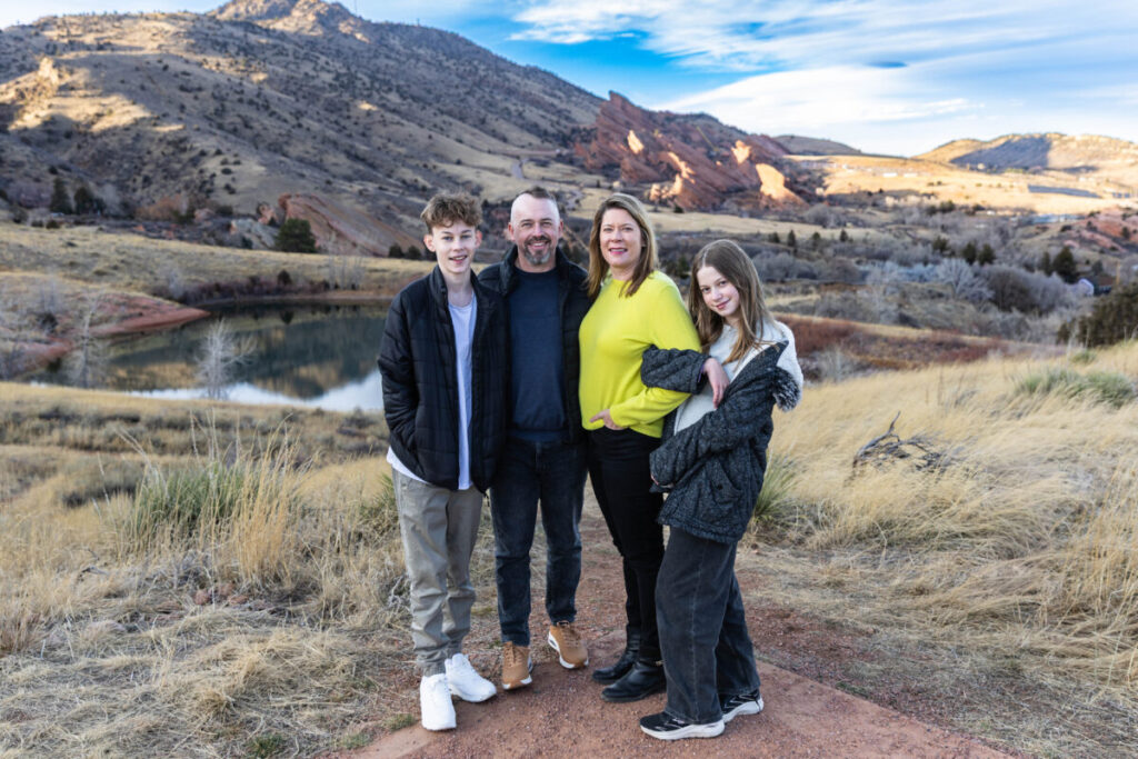Littleton family photographer with red rocks in the background.  Photo session in Morrison.