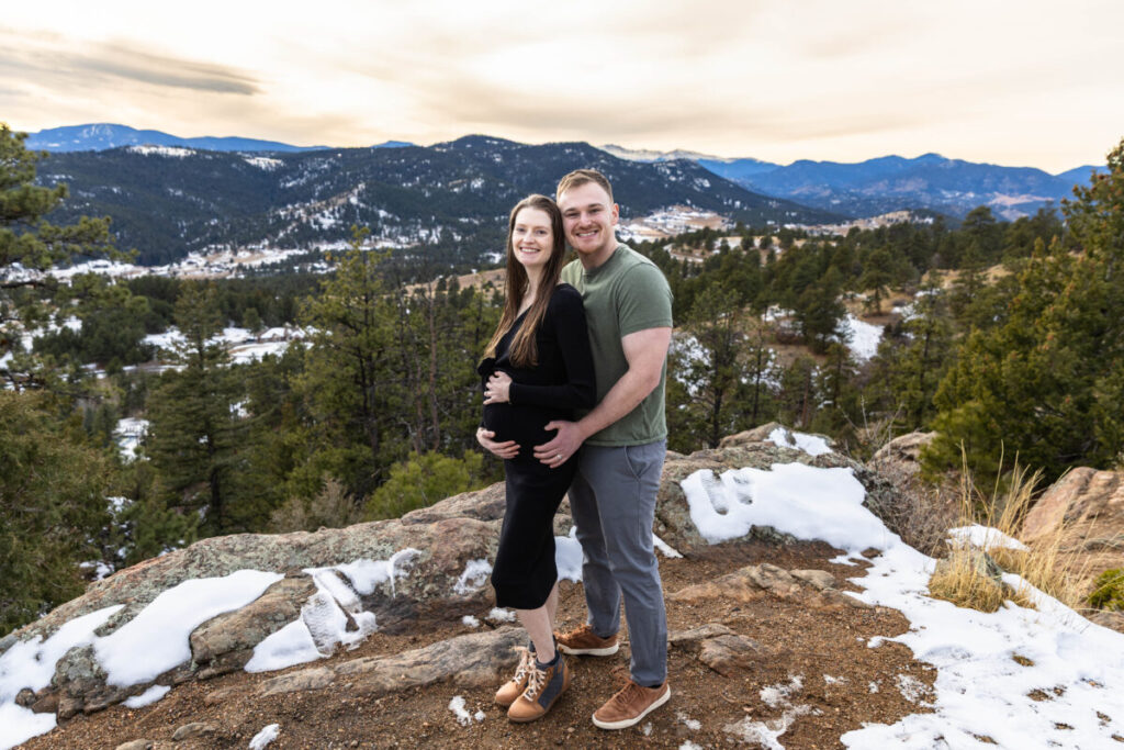 Littleton family and maternity photographer in Colorado at Mt. Falcon Park.