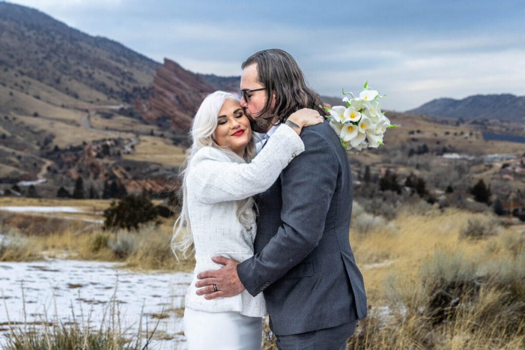 bride and groom at their Colorado elopement ceremony