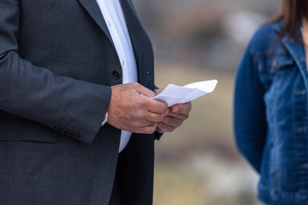 private vows at elopement ceremony