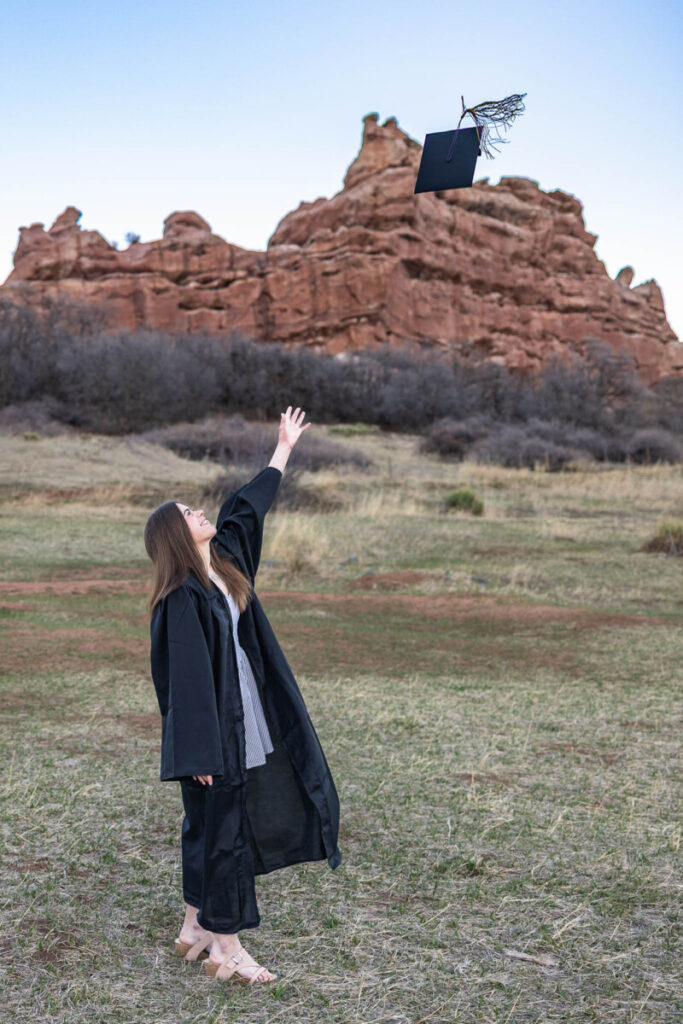 Littleton cap and gown mini session with red rocks