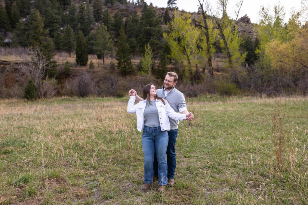 Littleton engaged couple at Lair O' the Bear Park