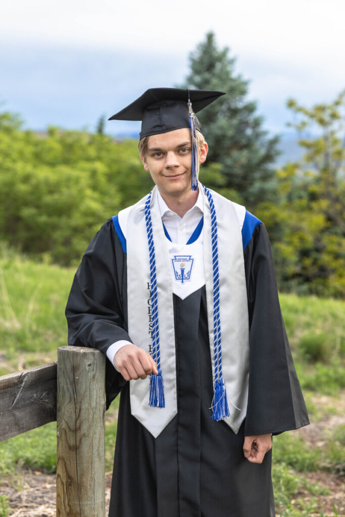 Littleton high school senior cap and gown mini session