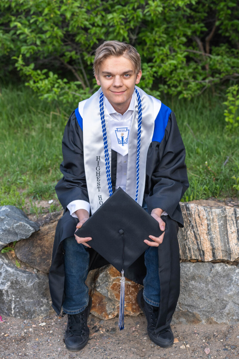 Littleton senior photography session with cap and gown